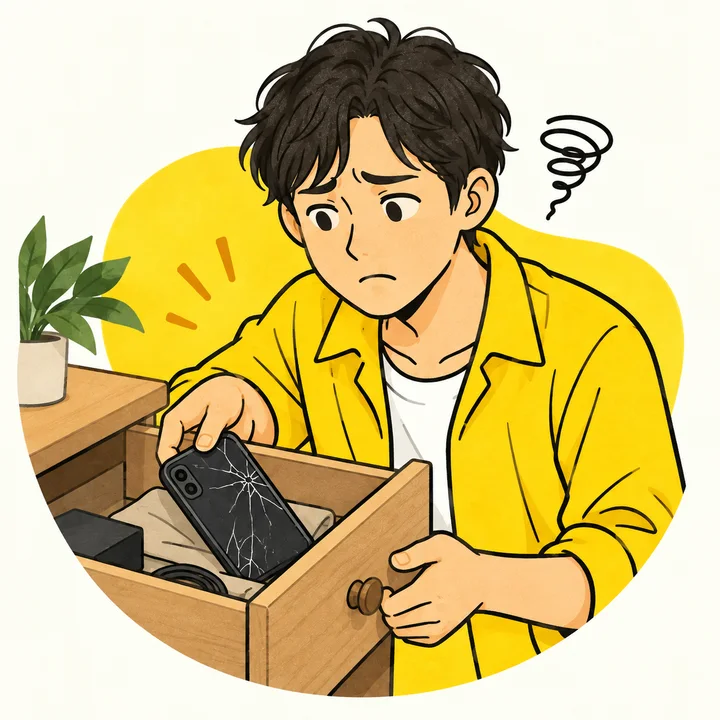 画面が割れたまま放置